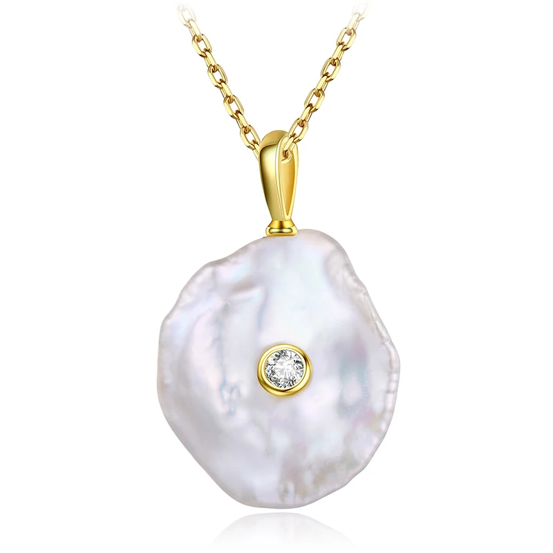 Shineland, натуральный пресноводный жемчуг, женское барочное ожерелье, элегантное, 925 пробы, серебро, золото, подвески из серебра Вечерние, подарок