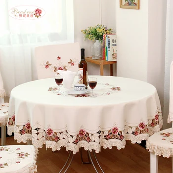 

Proud Rose High-end Exquisite Embroidery Round Table Cloth Household Cloth Art Round Tablecloth European Decoration Table Cloth