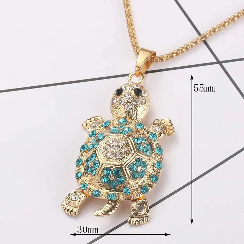 Exquisite Cute Sea Turtle Turtle Multicolor Necklace Pendant Crystal Rhinestone Long Chain Necklace Ms. Gift Jewelry Exquisite Cute Sea Turtle Turtle Multicolor Necklace Pendant Crystal Rhinestone Long Chain Necklace Ms. Gift Jewelry