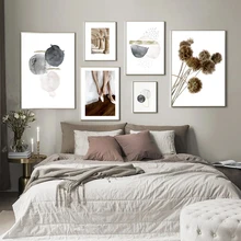 

Abstract Color Block Dried Flower Pillar Wall Art Canvas Painting Nordic Posters And Prints Wall Pictures For Living Room Decor