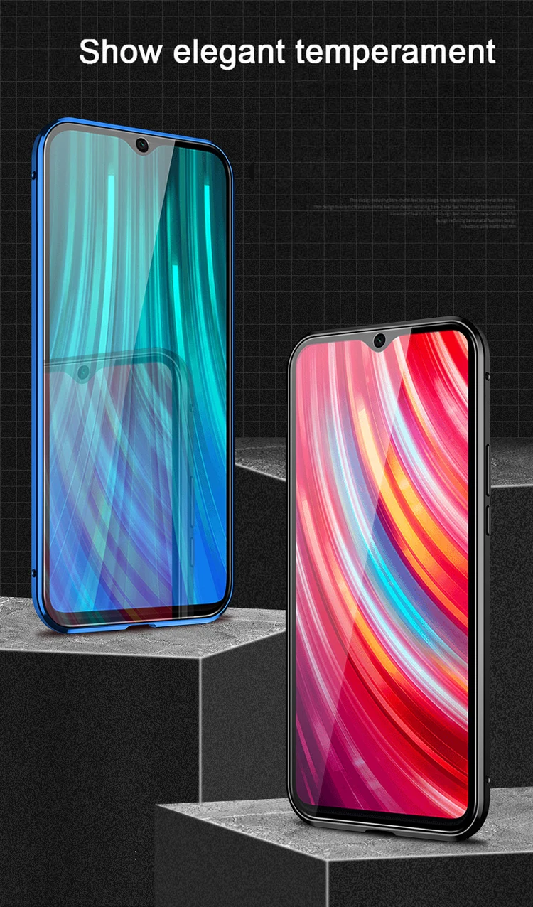 360 градусов протектор магнит чехол для Xiaomi Redmi Note 8 Pro ударопрочный чехол Redmi Note 8 бампер Чехол передняя и задняя стеклянная крышка