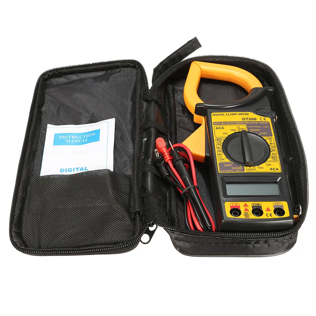 

DC/AC Voltage AC Current Resistance and diode Meter Tester DT266 Digital Clamp Multimeter with Continuity Buzzer