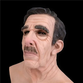 

Christmas Santa Mask, Face Guard, Artificial Human Skin Breathable Latex Festival Party Adult Men Actor Headgear