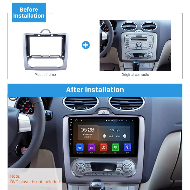 Harfey 2din фасции автомобиля Радио Рамка 9 дюймов для 2009 FORD FOCUS Dash монтажный комплект отделка панели без зазора установка радио
