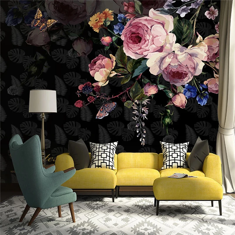 

Custom Mural Wallpaper 3D Retro Flowers Rose Wall Painting Living Room Bedroom Romantic Fresco Home Decor Wall Paper For Wall 3D