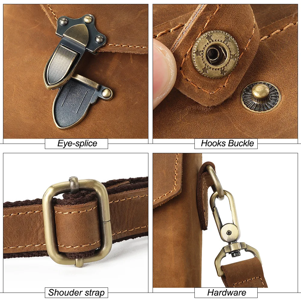 2021 New Men's Belt Bag Leather Retro Crazy Horse Cowhide Shoulder Bag Casual Fashion Wear Belt Small Bag