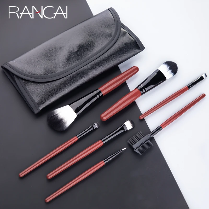 

RANCAI Professional 7pcs Red Makeup Brushes Powder Foundation Blusher Face Kabuki Brush pincel maquiagem Cosmetics Tools Make Up