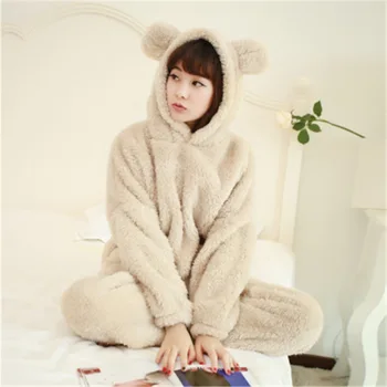 

Women Thicken Flannel Pajamas Set Winter 2PCS Sleepwear Female Warm Pyjamas Suit Coral Fleece Sleep Set Lougne Home Clothes