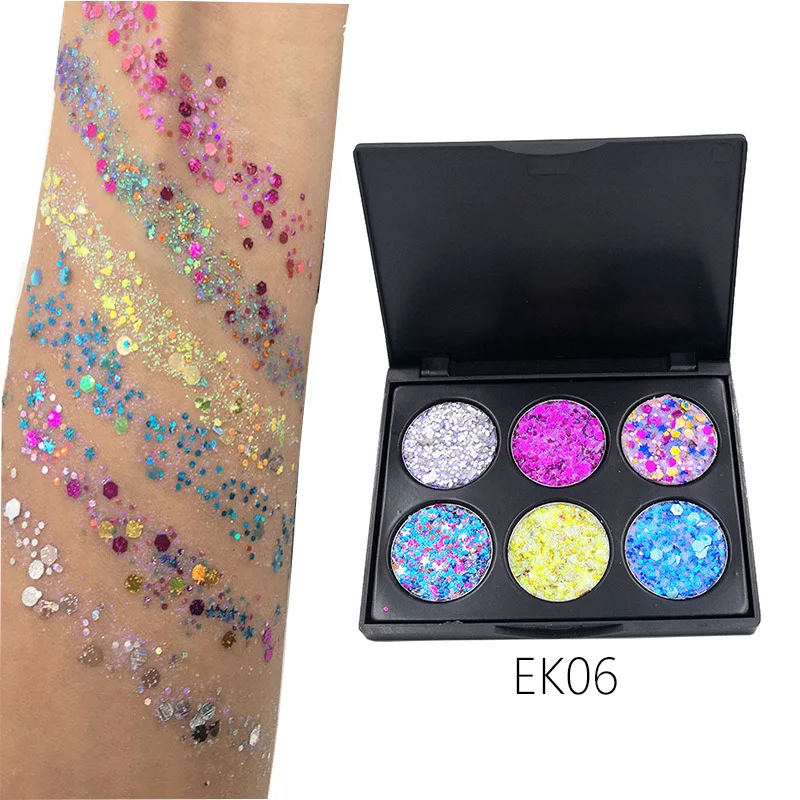 Shine Eye Shadow 6 цветов/набор блеск и мерцающая пудра палитра теней для век Палитра Косметика для макияжа TSLM1