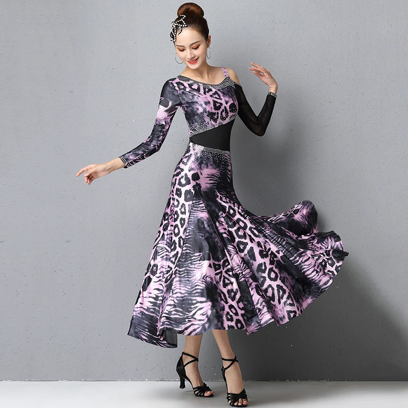 

Modern Dance Dress New international Standard Ballroom Dance Dress Long-Sleeved Women Waltz Dancing Costomes