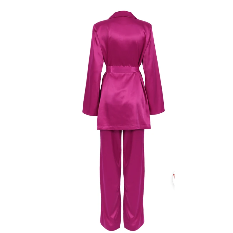Y2k Sexy Elegant Three Piece Set Women Satin Coat Top With Pants Suit Fashion Chic Casual Autumn Streetwear Female 3 Piece Sets womens white suit set