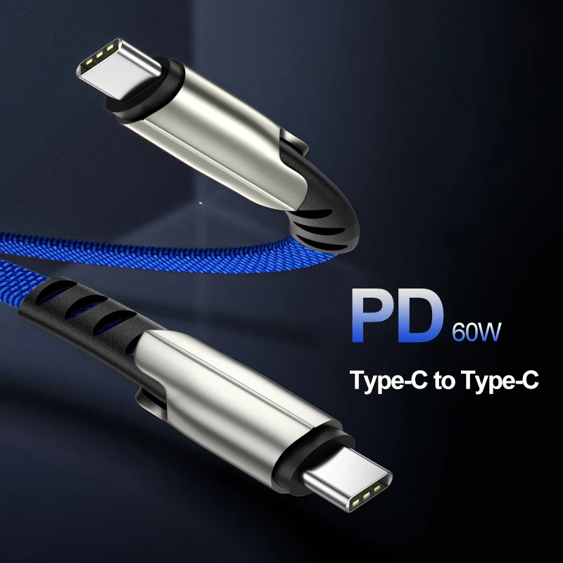 

60W USB Type C to USB Type C Cable for Xiaomi Redmi K20 Samsung Galaxy S9 S8 Plus PD 3A Quick Charge Cable for Type-C Devices