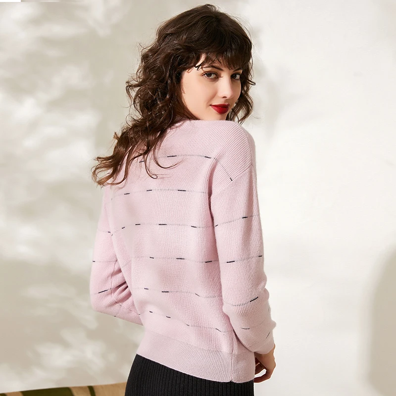 Cashmere pullovers for women knitted jersey o-neck stylish striped casual warm autumn outerwear fashion winter warm sweaters