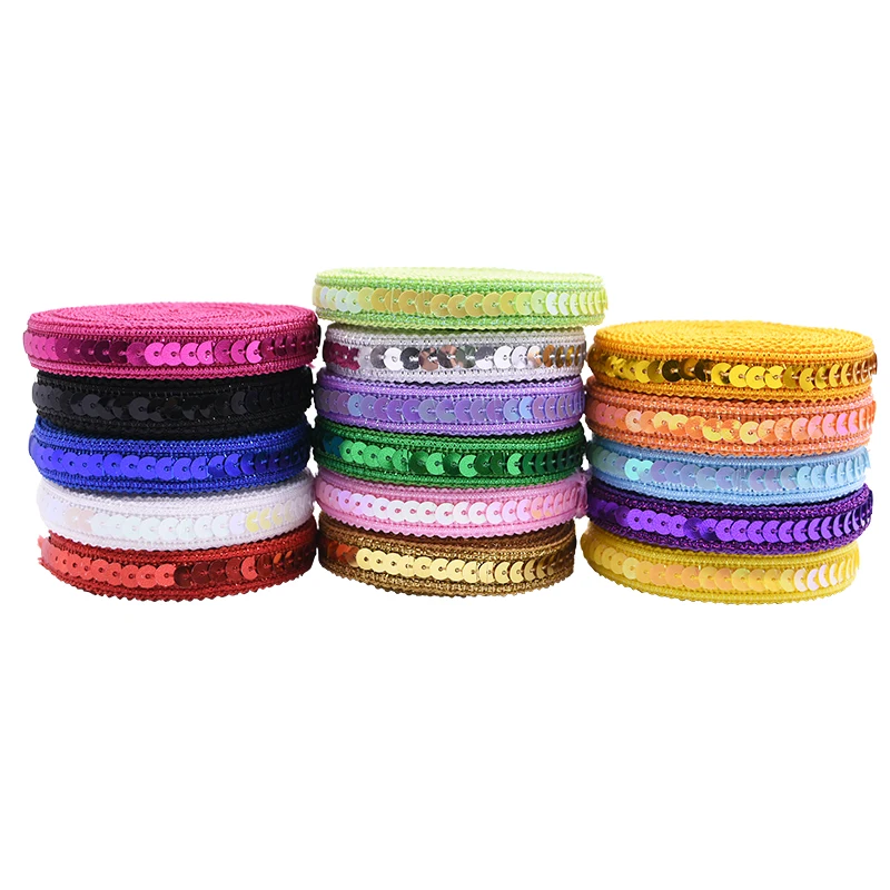 5 Meter Shiny Sequins Lace Trimming Ribbon DIY Polyester Fabric Braided Lace Wedding Decoration Home Party Sewing Accessories ribbon decoration ribbon supplies polyester ribbon sewing ribbon lace trim ribbon sequins ribbon sequins decoration trims fabric craft supplies