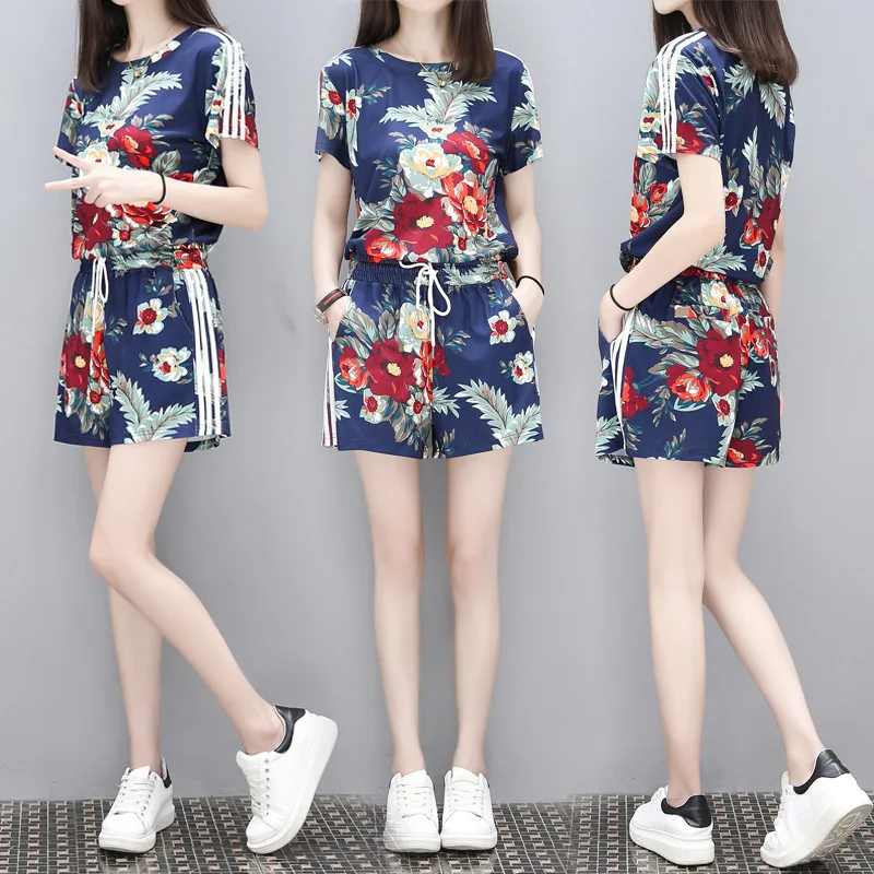 

Ozhouzhan 2019 New Style Large Size Loose-Fit Slimming Two-Piece Set Fashion Western Style Shorts Loose Pants WOMEN'S Suit Summe