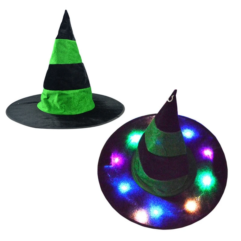 

1pc Halloween Decoration Witch Hats LED Lights Cap Halloween Costume Props Outdoor Tree Hanging Ornament Home Glow Party Decor
