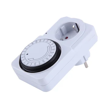 

24 Hour Mechanical Electrical Plug Program Timer Power Switch Socket Energy Saver US/EU Plug White Color