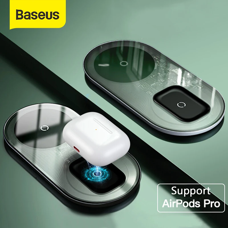 Беспроводное зарядное устройство Baseus Qi для Airpods Pro iPhone 12 11 X XS XR 15 Вт двойная
