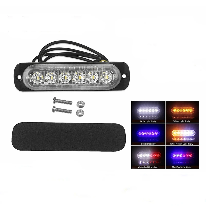 2 предмета 12 V-24 V 6LED светильник вспышка аварийного автомобиля Предупреждение с тактовой мерцающей oeko tex белый+ желтый и белый+ красный