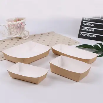100/50Pcs Food Contain Paper Food Serving Tray 1
