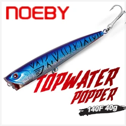 NOEBY – leurre Popper rigide en plastique avec hameçons VMC, appât artificiel de type wobbler idéal pour la pêche en surface, 140mm, 40g 