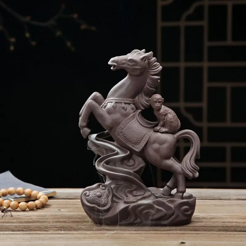 Queimador De Incenso Hogar Aromaterapia Quemador Incienso Free Shipping Horse Ceramic Aromatherapy Furnace Backflow Sand