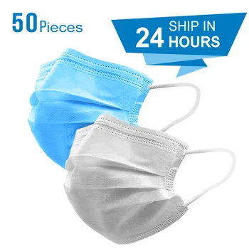 

50pcs mask Anti Droplet Disposable Protective Face Mask 3 Layer Non Woven Mouth Masks Dustproof Earloop For Protection Masks