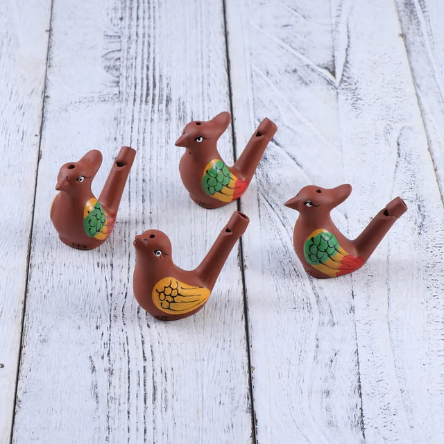 4pcs Creative Water Bird Whistle Colored Drawing Warbler Song Ceramic Chirps Baby Bathtime Musical Toys for Kids (Random Style) 6