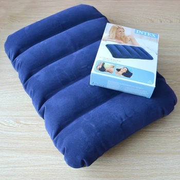 

Outdoor Travel Folding Air Inflatable Pillow Dark Blue Portable Flocking Cushion for Office Plane Hotel pillows for sleeping