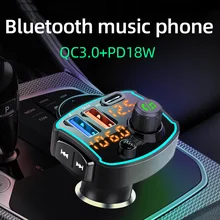 CDEN bluetooth 5,0 receptor FM Transmisor coche mp3 jugador USB-C cargador de coche QC3.0 PD18W carga rápida de disco U reproductor de música