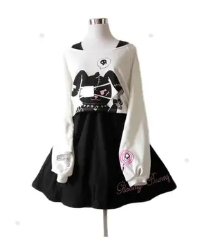

KAWAII BLACK RABBIT DRESS GLOOMY BUNNY 2 PC SET HARAJUKU STYLE 2020 NEW