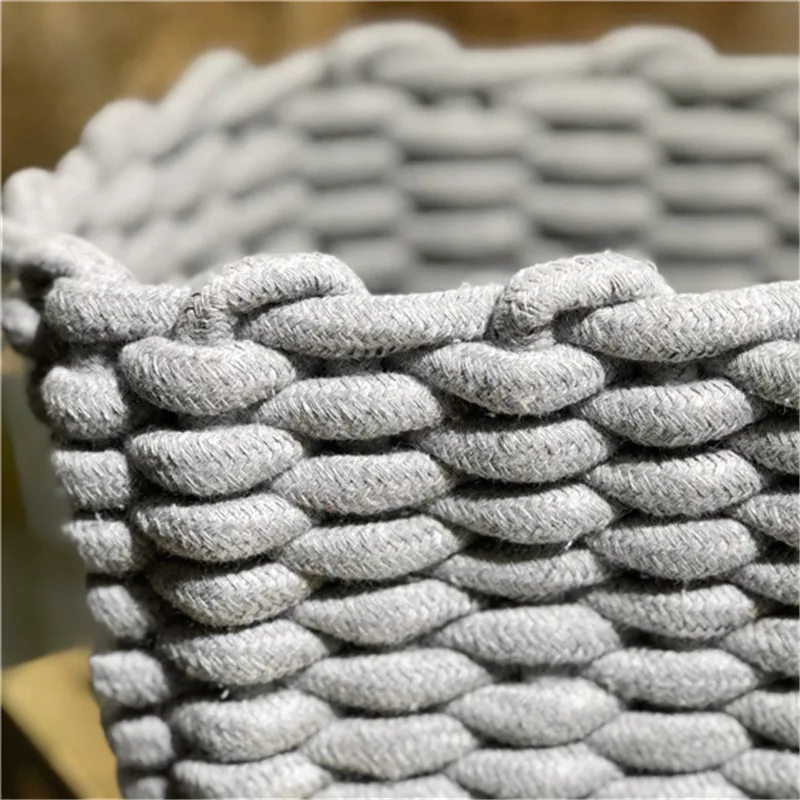 Корзина из хлопкового шнура ручной работы практичная большая корзина для белья в