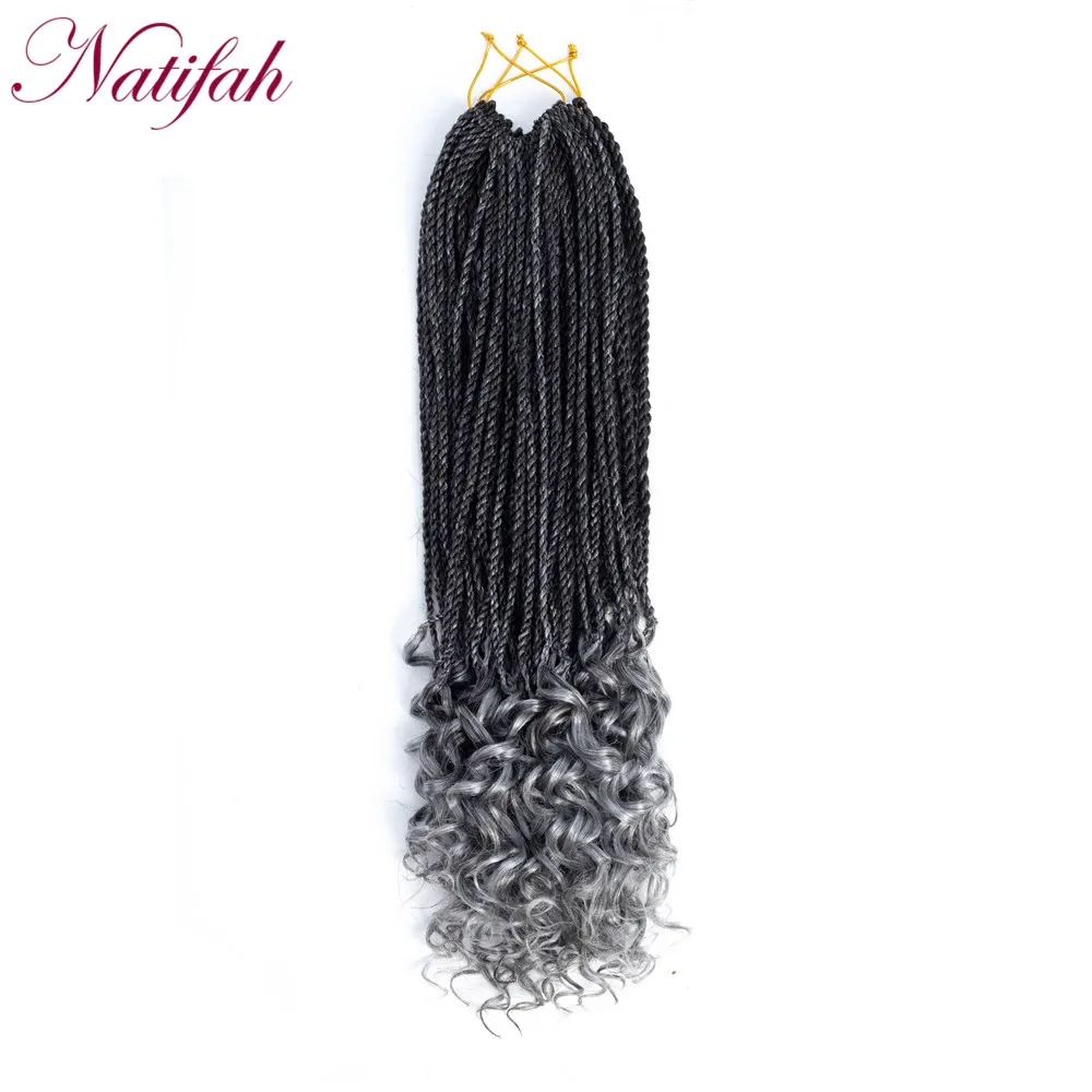 TGrey Natifah Ombre искусственные локоны в стиле Crochet волосы 18 дюймов кудрявые синтетические косички Crotchet косички Hai для женщин плетение волос для наращивания - Цвет: TGrey
