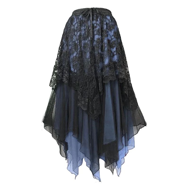 WEPBEL, женская мода, кружевная длинная юбка, стимпанк, Винтаж, рок, вечерние, готическая юбка, Cos, Хэллоуин, средневековая, кружевная юбка размера плюс S-4XL