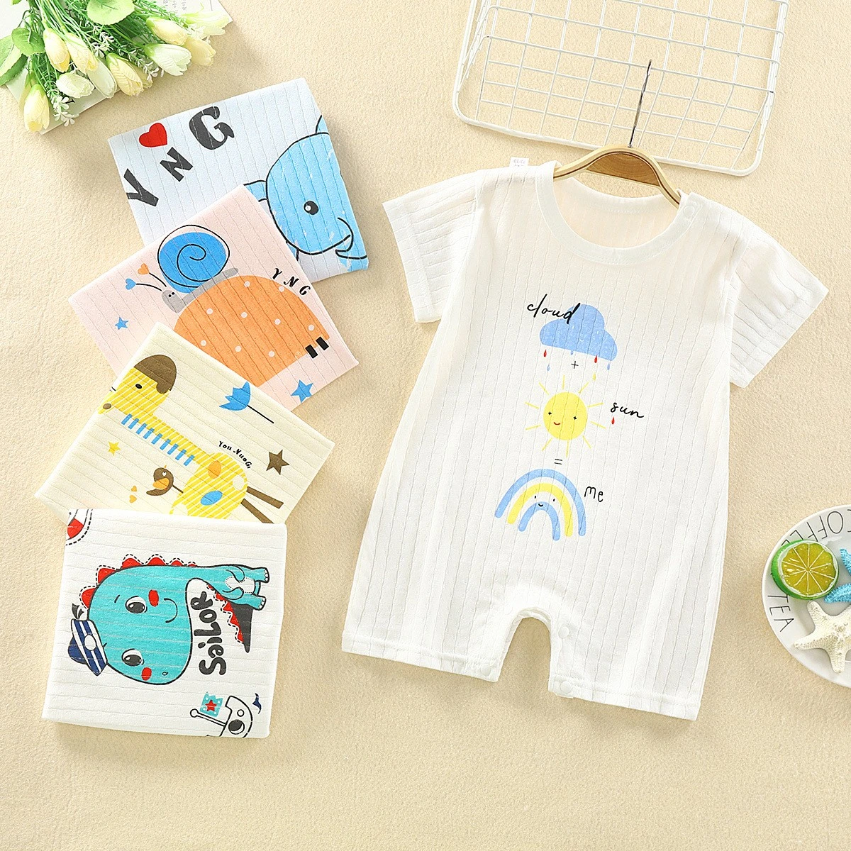 black baby bodysuits	 Cartoon Design Newborn Baby Clothes Boys And Girls Romper Pure Cotton Baby Jumpsuit Summer Short Sleeve Baby Climb Clothing Baby Bodysuits medium