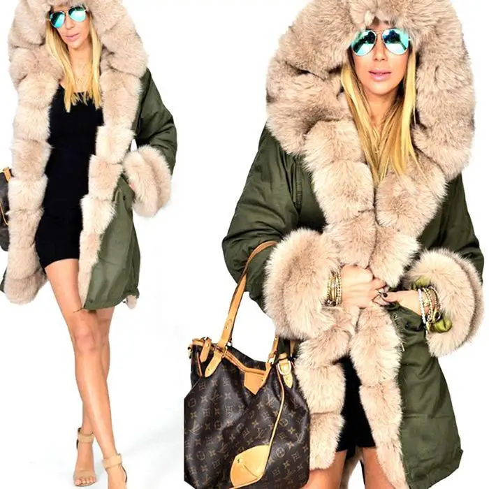 Женское пальто, повседневное, с капюшоном, с длинным рукавом, искусственный мех, пэчворк, с карманами, зимняя верхняя одежда, пальто