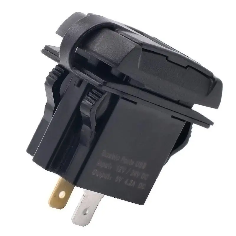 Горячая устройство для автомобиля с двумя портами USB лодка розетка кулисный переключатель Панель с Напряжение вольтметр синий светодиод 12 В LX9C
