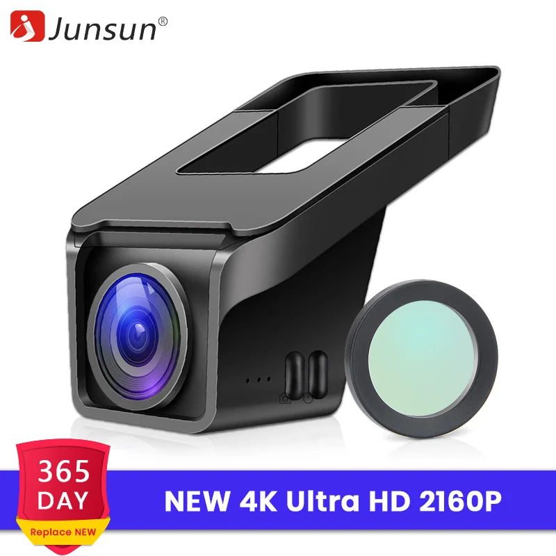 Junsun 4K Ultra HD 2160P Автомобильный видеорегистратор Камера Скрытая камера в автомобиль wifi gps sony IMX335 ночного видения видеорегистратор с CPL