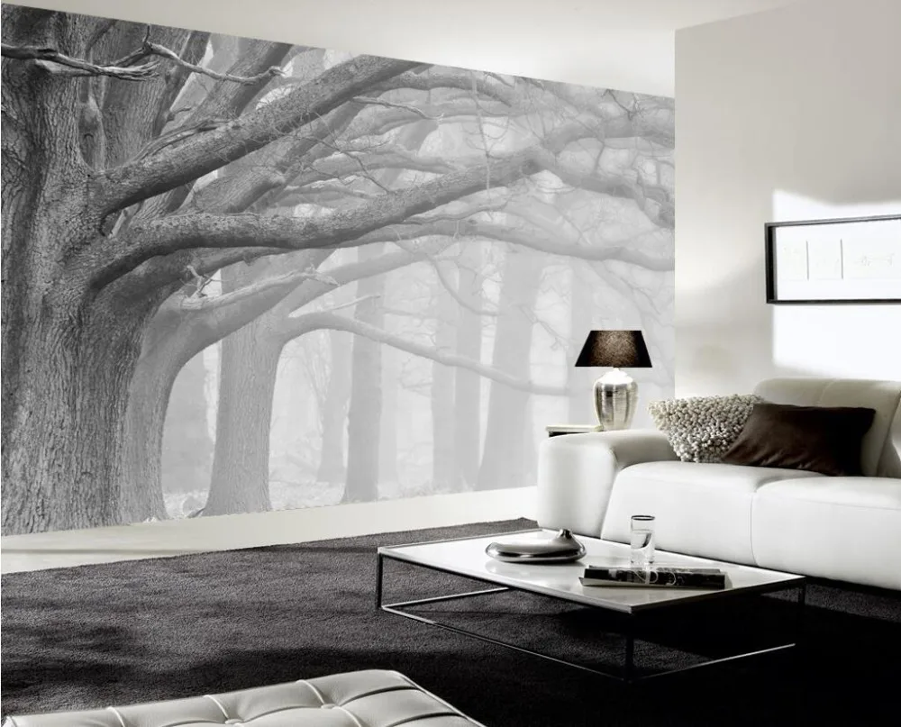 Black e White Esboço Abstrato Árvore Voando