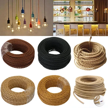 

5m 10m 20m 2 X 0.75mm Stranded Electronic Wire Cable Textile Cable Retro Wire Electronic Cable Retro Light Bulb Wire