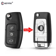KEYYOU 3 кнопки модифицированный складной чехол для ключа дистанционного управления чехол для Ford Fiesta Focus 2 Ecosport Kuga Escape флип автомобильный брелок для ключей
