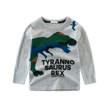 

2020 ins T-REX dinosaur cotton cartoon long sleeve t-shirt boy girl tshirt cute tops sweatshirt kids children pajamas shirt new