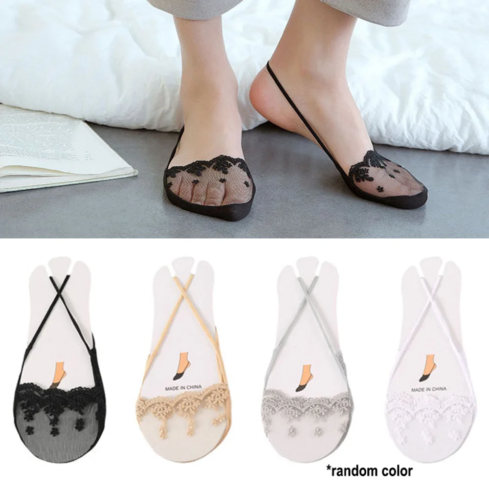 

Summer ladies forefoot low lace invisible socks non-slip cotton boat socks comfortable and breathable