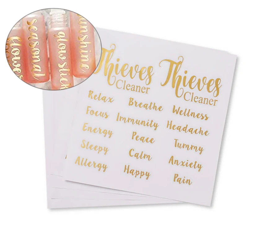 

8 Sheets Essential Oil Labels Gold Essential Oil Labels Stickers DIY Labels Stickers for Roller Bottles Makeup