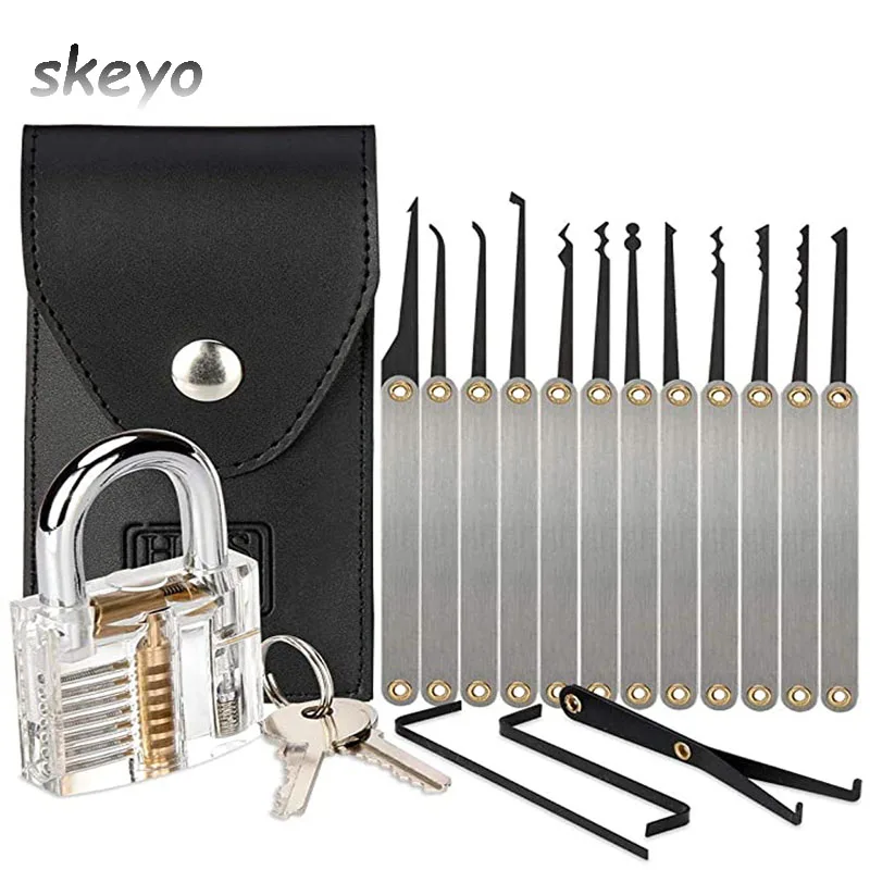 

15PC plus transparent padlock practice lock practice lock hot sale unlock combination tool