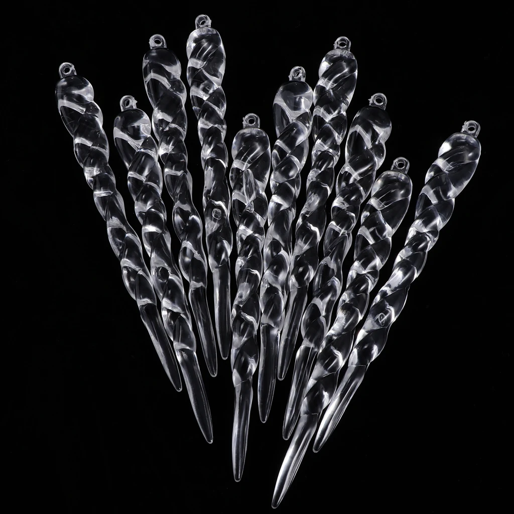 10x Crystal Icicles Christmas Ornaments Party Xmas Tree Hanging Decorations
