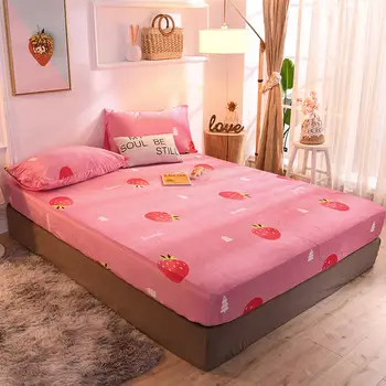 

1pcs fitted bed sheet mattress cover bedsheet set queen size Soft Flannel stripe bedspread for bed home bed room decoration new