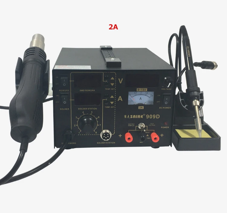 US $102.60 Saike 909D Heat Gun Desoldering Station Power MultiFunction 3 in 1 Constant Temperature Soldering Iron Soldering Station