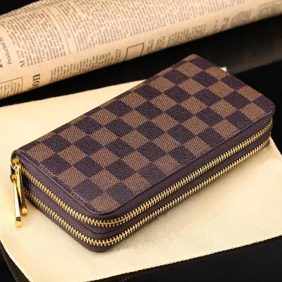 

Genuine Leather Wallet Men's Long Double Zipper Leather Occidental Style Fashion Youth Casual Clutch Bag Female Large Capacity