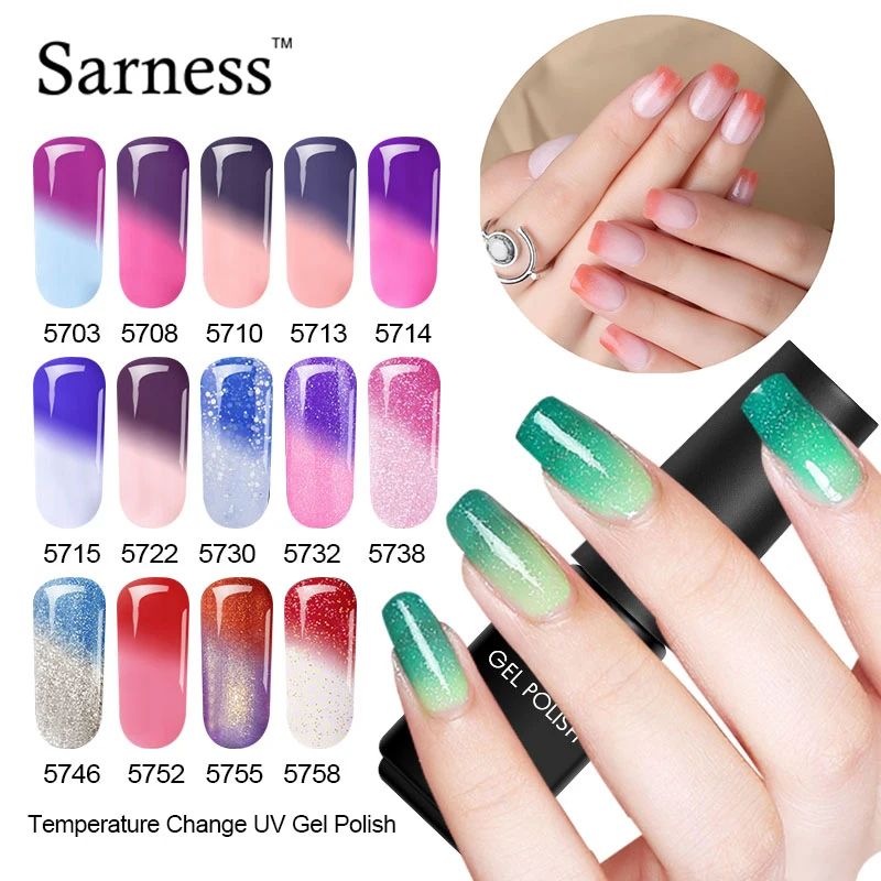 

Sarness Chameleon Esmalte Gel Polish Temperature Change Color UV Gel Nail Polish Soak Off Nails Decoration Permanente Nail Art